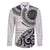 New Zealand White Maori Koru Simple Style Family Matching Off The Shoulder Long Sleeve Dress and Hawaiian Shirt