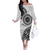 New Zealand White Maori Koru Simple Style Family Matching Off The Shoulder Long Sleeve Dress and Hawaiian Shirt