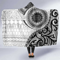 New Zealand White Maori Koru Simple Style Hooded Blanket LT05 One Size White - Polynesian Pride