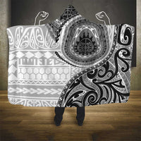 New Zealand White Maori Koru Simple Style Hooded Blanket LT05 - Polynesian Pride