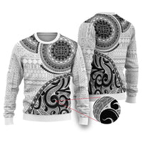 New Zealand White Maori Koru Simple Style Ugly Christmas Sweater LT05 White - Polynesian Pride