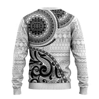 New Zealand White Maori Koru Simple Style Ugly Christmas Sweater LT05 - Polynesian Pride