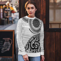 New Zealand White Maori Koru Simple Style Ugly Christmas Sweater LT05 - Polynesian Pride