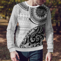New Zealand White Maori Koru Simple Style Ugly Christmas Sweater LT05 - Polynesian Pride