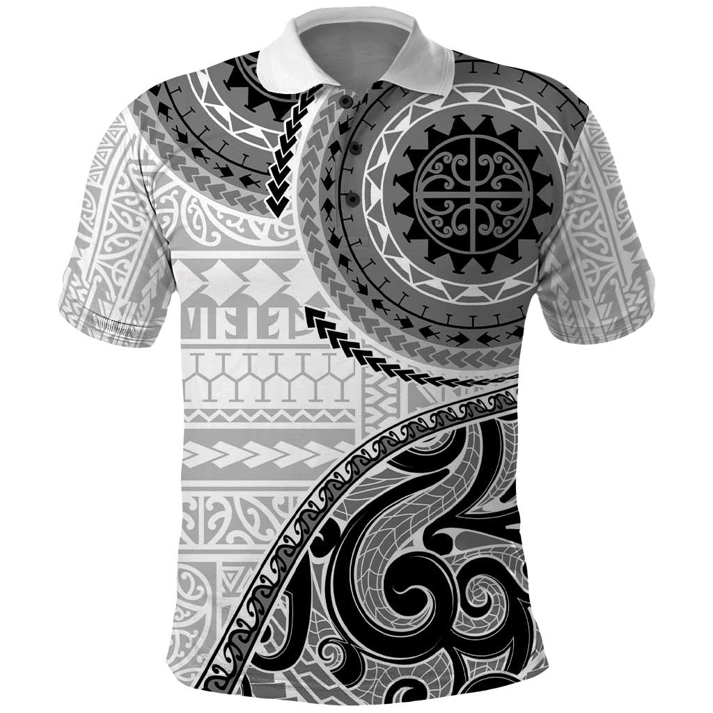 New Zealand White Maori Koru Simple Style Polo Shirt LT05 White - Polynesian Pride