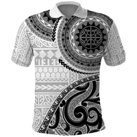 New Zealand White Maori Koru Simple Style Polo Shirt LT05 White - Polynesian Pride