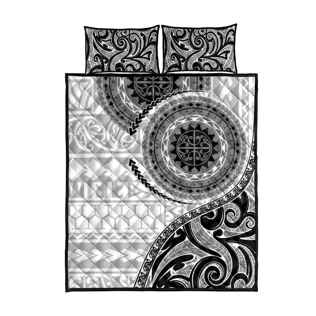 New Zealand White Maori Koru Simple Style Quilt Bed Set LT05 - Polynesian Pride