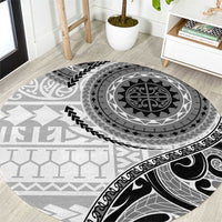 New Zealand White Maori Koru Simple Style Round Carpet LT05 White - Polynesian Pride