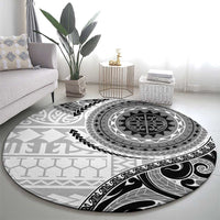 New Zealand White Maori Koru Simple Style Round Carpet LT05 - Polynesian Pride