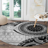 New Zealand White Maori Koru Simple Style Round Carpet LT05 - Polynesian Pride