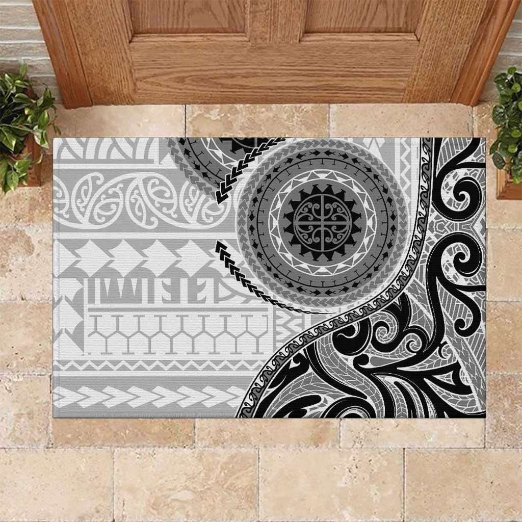 New Zealand White Maori Koru Simple Style Rubber Doormat LT05 White - Polynesian Pride