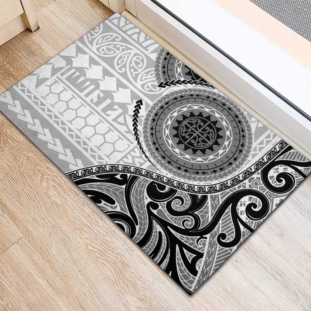 New Zealand White Maori Koru Simple Style Rubber Doormat LT05 - Polynesian Pride