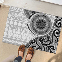 New Zealand White Maori Koru Simple Style Rubber Doormat LT05 - Polynesian Pride