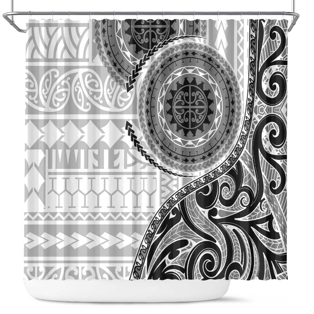 New Zealand White Maori Koru Simple Style Shower Curtain LT05 White - Polynesian Pride
