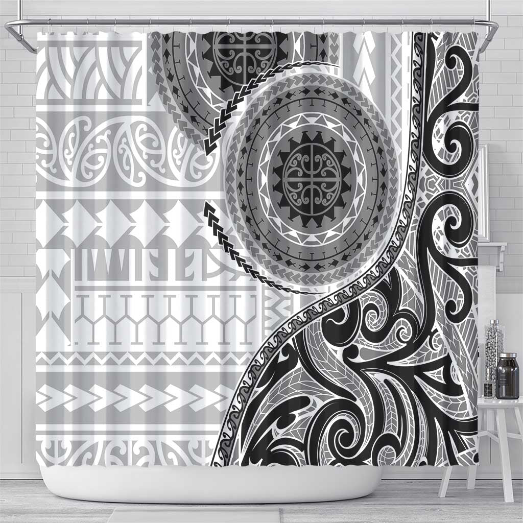New Zealand White Maori Koru Simple Style Shower Curtain LT05 - Polynesian Pride