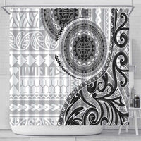 New Zealand White Maori Koru Simple Style Shower Curtain LT05 - Polynesian Pride