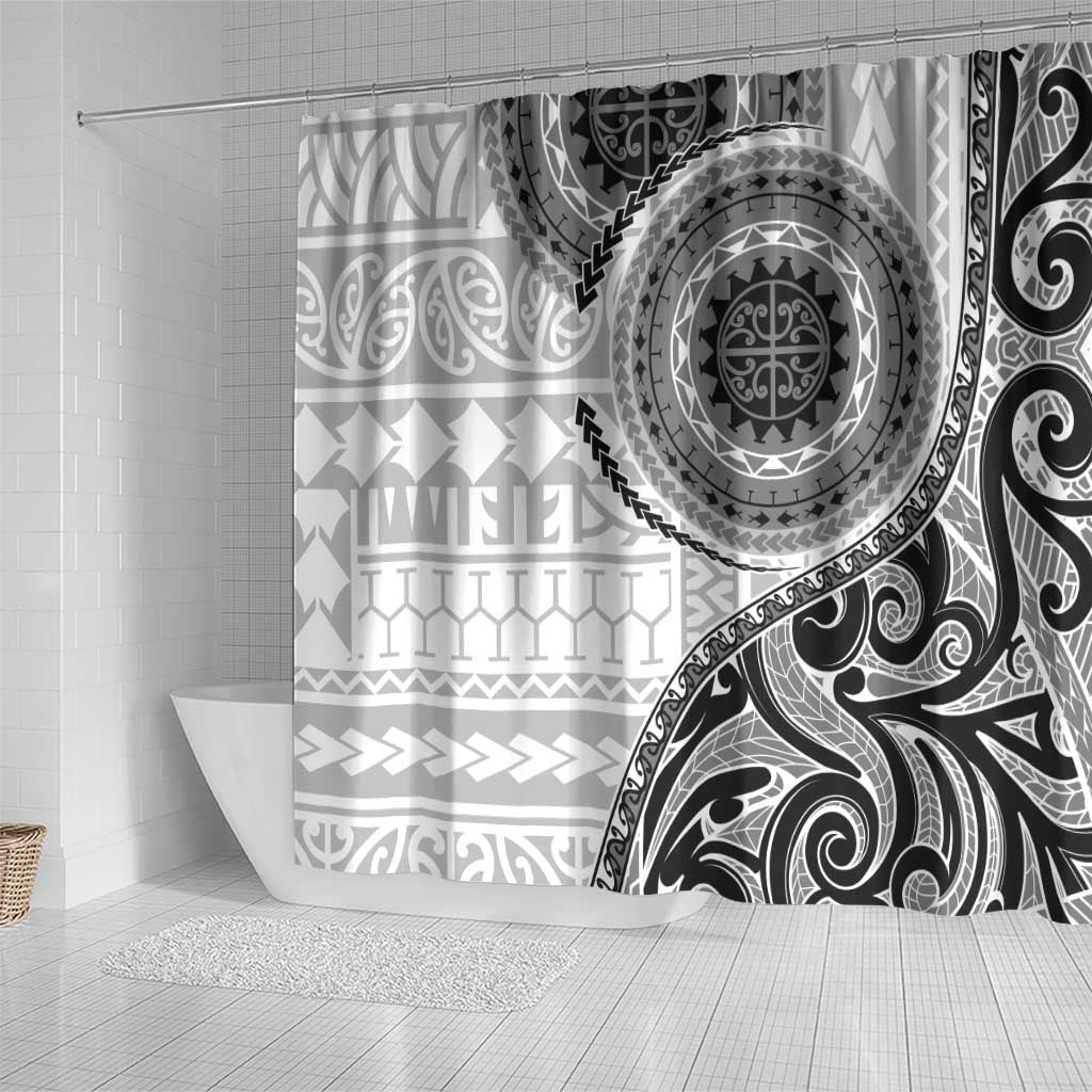 New Zealand White Maori Koru Simple Style Shower Curtain LT05 - Polynesian Pride