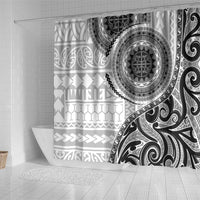 New Zealand White Maori Koru Simple Style Shower Curtain LT05 - Polynesian Pride