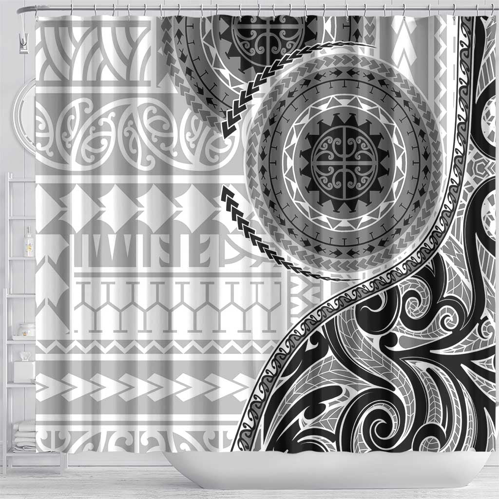 New Zealand White Maori Koru Simple Style Shower Curtain LT05 - Polynesian Pride