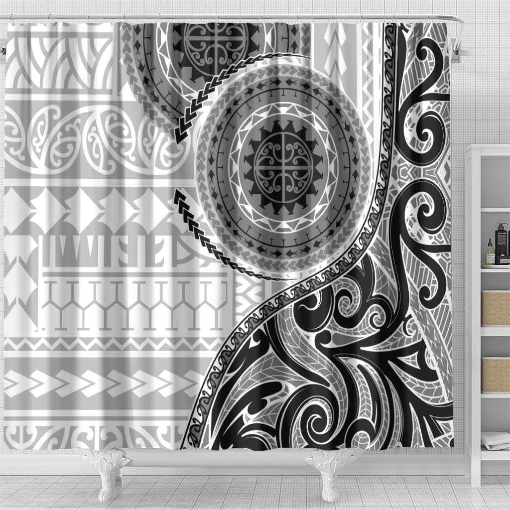 New Zealand White Maori Koru Simple Style Shower Curtain LT05 - Polynesian Pride