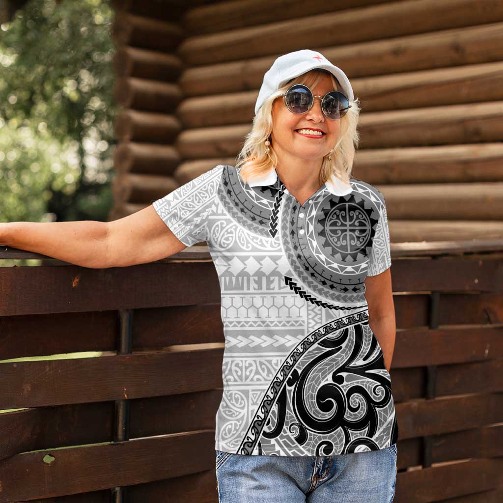 New Zealand White Maori Koru Simple Style Women Polo Shirt LT05 - Polynesian Pride