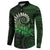 New Zealand Maori Koru Fern Button Sweatshirt Spiral Polynesian Style Green