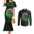 New Zealand Maori Koru Fern Couples Matching Mermaid Dress and Long Sleeve Button Shirt Spiral Polynesian Style Green