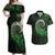 New Zealand Maori Koru Fern Couples Matching Off Shoulder Maxi Dress and Hawaiian Shirt Spiral Polynesian Style Green