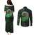 New Zealand Maori Koru Fern Couples Matching Puletasi and Long Sleeve Button Shirt Spiral Polynesian Style Green