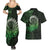 New Zealand Maori Koru Fern Couples Matching Summer Maxi Dress and Hawaiian Shirt Spiral Polynesian Style Green