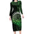 New Zealand Maori Koru Fern Family Matching Long Sleeve Bodycon Dress and Hawaiian Shirt Spiral Polynesian Style Green