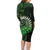 New Zealand Maori Koru Fern Family Matching Long Sleeve Bodycon Dress and Hawaiian Shirt Spiral Polynesian Style Green