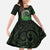 New Zealand Maori Koru Fern Family Matching Off The Shoulder Long Sleeve Dress and Hawaiian Shirt Spiral Polynesian Style Green