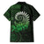 New Zealand Maori Koru Fern Family Matching Off The Shoulder Long Sleeve Dress and Hawaiian Shirt Spiral Polynesian Style Green