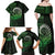 New Zealand Maori Koru Fern Family Matching Off Shoulder Maxi Dress and Hawaiian Shirt Spiral Polynesian Style Green