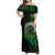 New Zealand Maori Koru Fern Family Matching Off Shoulder Maxi Dress and Hawaiian Shirt Spiral Polynesian Style Green