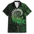 New Zealand Maori Koru Fern Family Matching Short Sleeve Bodycon Dress and Hawaiian Shirt Spiral Polynesian Style Green