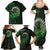 New Zealand Maori Koru Fern Family Matching Summer Maxi Dress and Hawaiian Shirt Spiral Polynesian Style Green