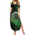 New Zealand Maori Koru Fern Family Matching Summer Maxi Dress and Hawaiian Shirt Spiral Polynesian Style Green