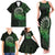 New Zealand Maori Koru Fern Family Matching Tank Maxi Dress and Hawaiian Shirt Spiral Polynesian Style Green