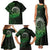 New Zealand Maori Koru Fern Family Matching Tank Maxi Dress and Hawaiian Shirt Spiral Polynesian Style Green