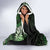 New Zealand Maori Koru Fern Hooded Blanket Spiral Polynesian Style Green