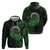 New Zealand Maori Koru Fern Hoodie Spiral Polynesian Style Green