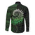 New Zealand Maori Koru Fern Long Sleeve Button Shirt Spiral Polynesian Style Green