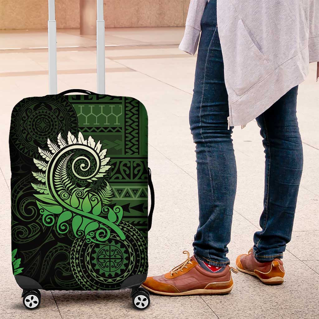 New Zealand Maori Koru Fern Luggage Cover Spiral Polynesian Style Green LT05 Green - Polynesian Pride