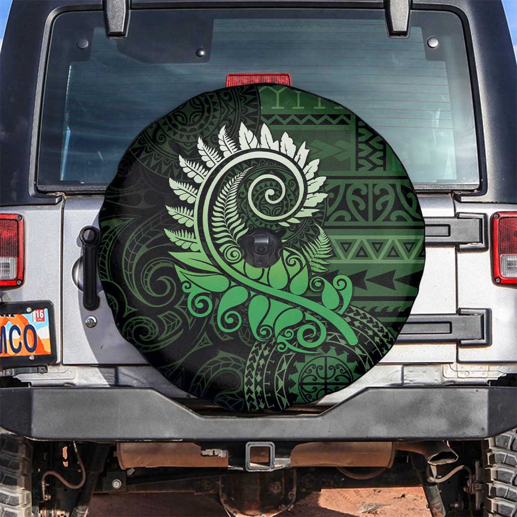 New Zealand Maori Koru Fern Spare Tire Cover Spiral Polynesian Style Green