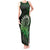 New Zealand Maori Koru Fern Tank Maxi Dress Spiral Polynesian Style Green