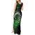 New Zealand Maori Koru Fern Tank Maxi Dress Spiral Polynesian Style Green