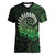 New Zealand Maori Koru Fern Women V-Neck T-Shirt Spiral Polynesian Style Green