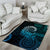 New Zealand Maori Koru Fern Area Rug Spiral Polynesian Style Aqua Gradient